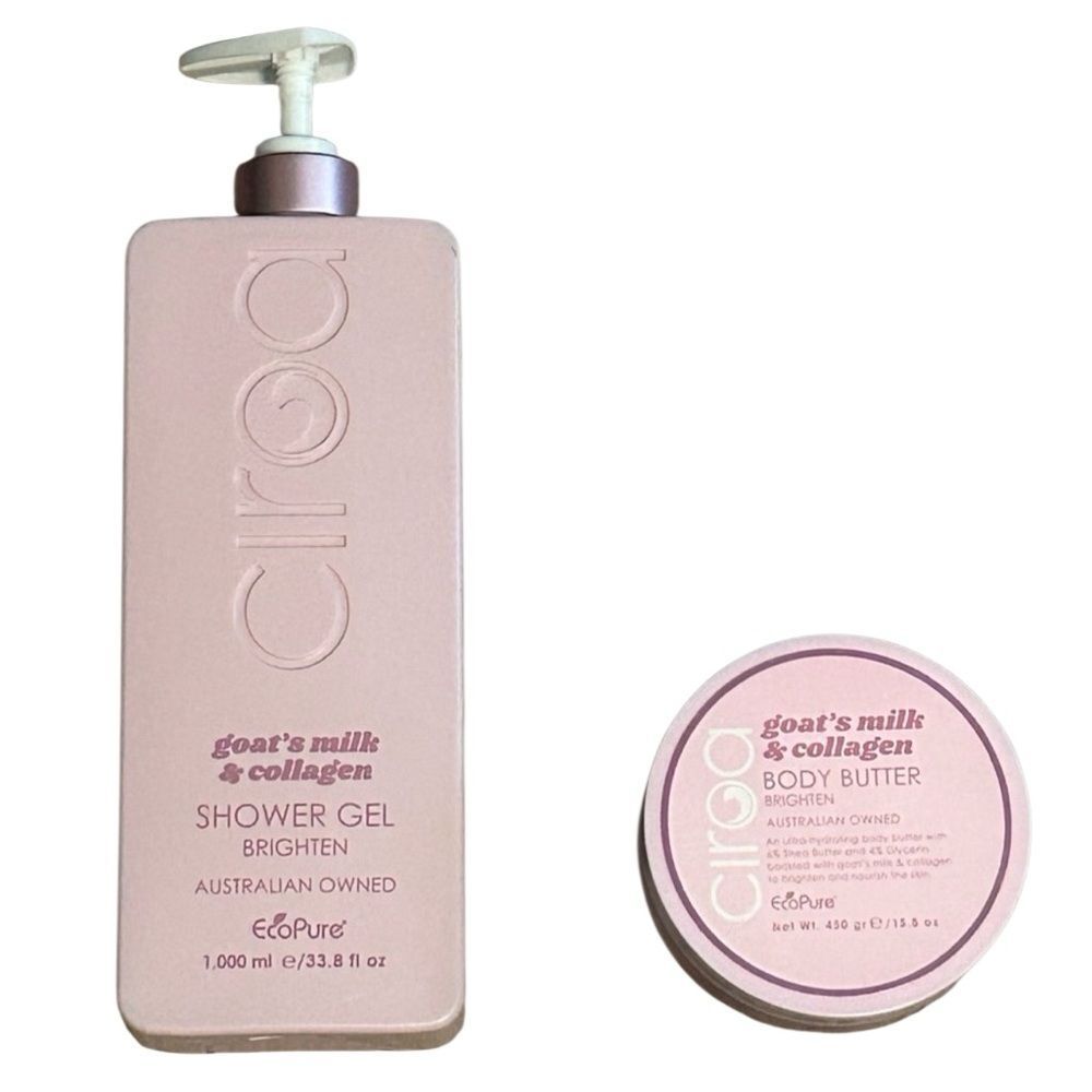 Ciroa Goat's Milk & Collagen Shower Gel Bath Wash Body Butter Set 33.8g 15.8g